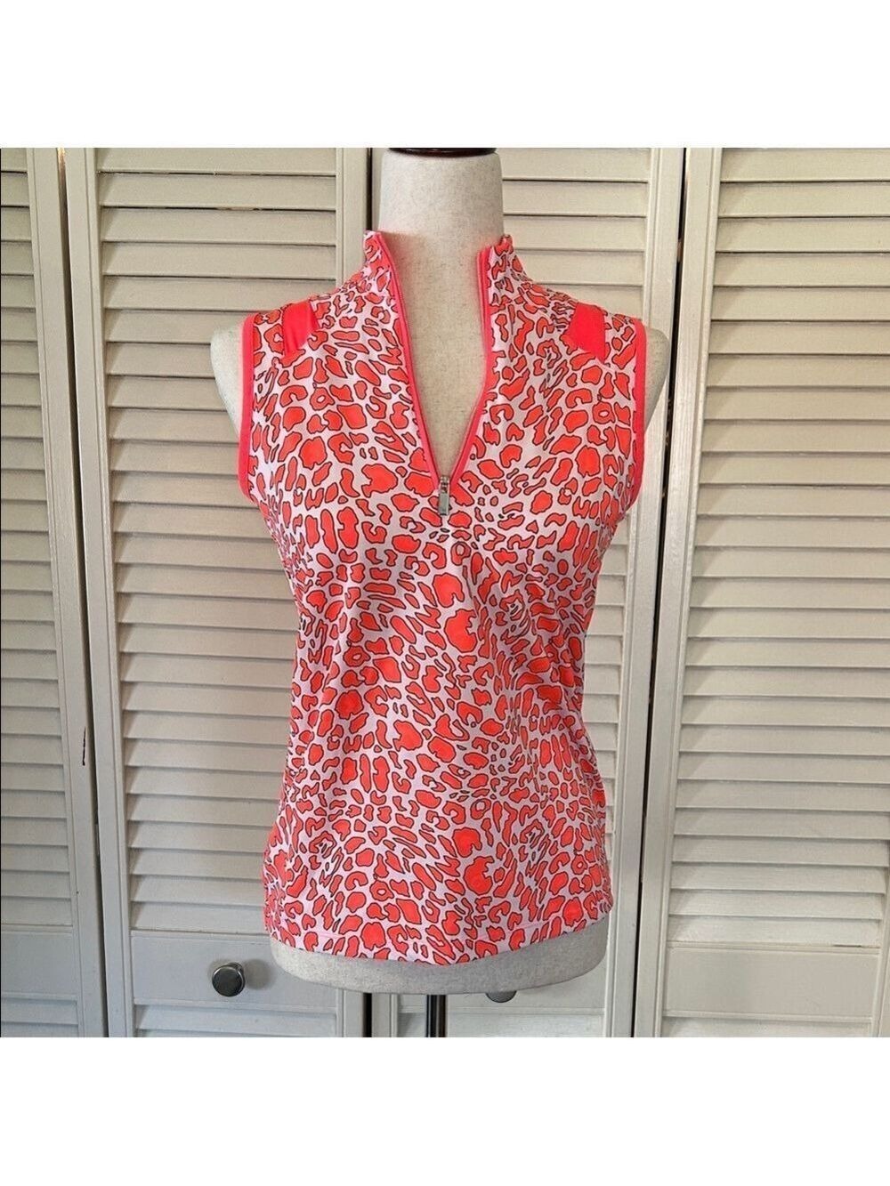 Animal Print Sleeveless Tank Top Coral Size XS